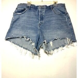 Abercrombie & Fitch The Dad Short High Rise Curve Love Distressed Denim 34/18